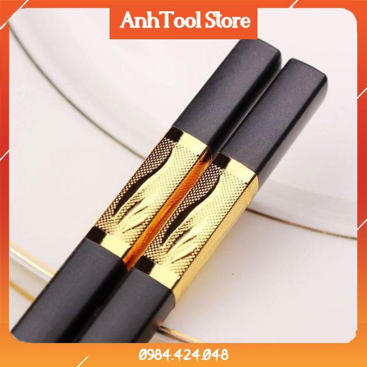 - Hộp 10 đôi đũa khảm vàng Thiết kế Hàn quốc dài 27CM