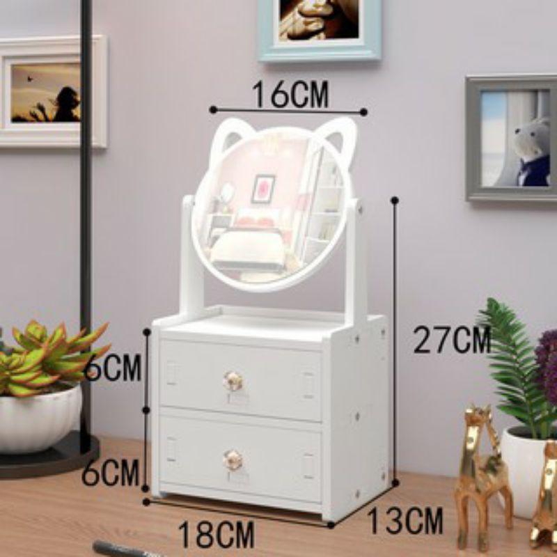 Kệ gỗ 2 tầng để bàn kèm gương tai mèo