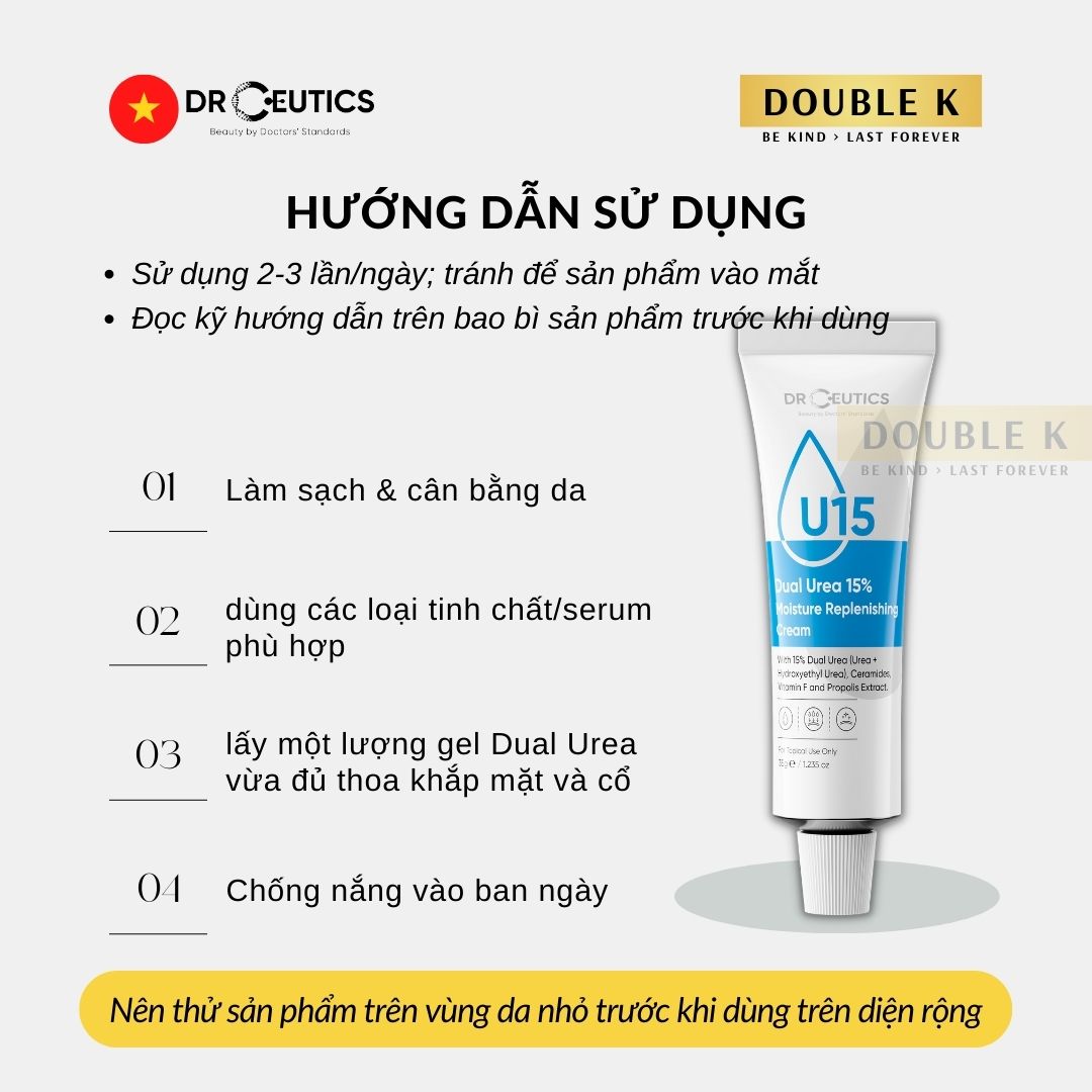 Kem Cấp Ẩm DrCeutics Dual Urea 15% Moisture Replenishing Cream - Phục Hồi Da Mỏng Yếu, Kích Ứng - Double K