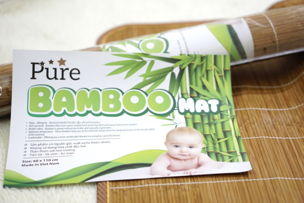 Chiếu trúc tăm Bamboo cho bé - Tặng kèm 1 móc khóa Houston