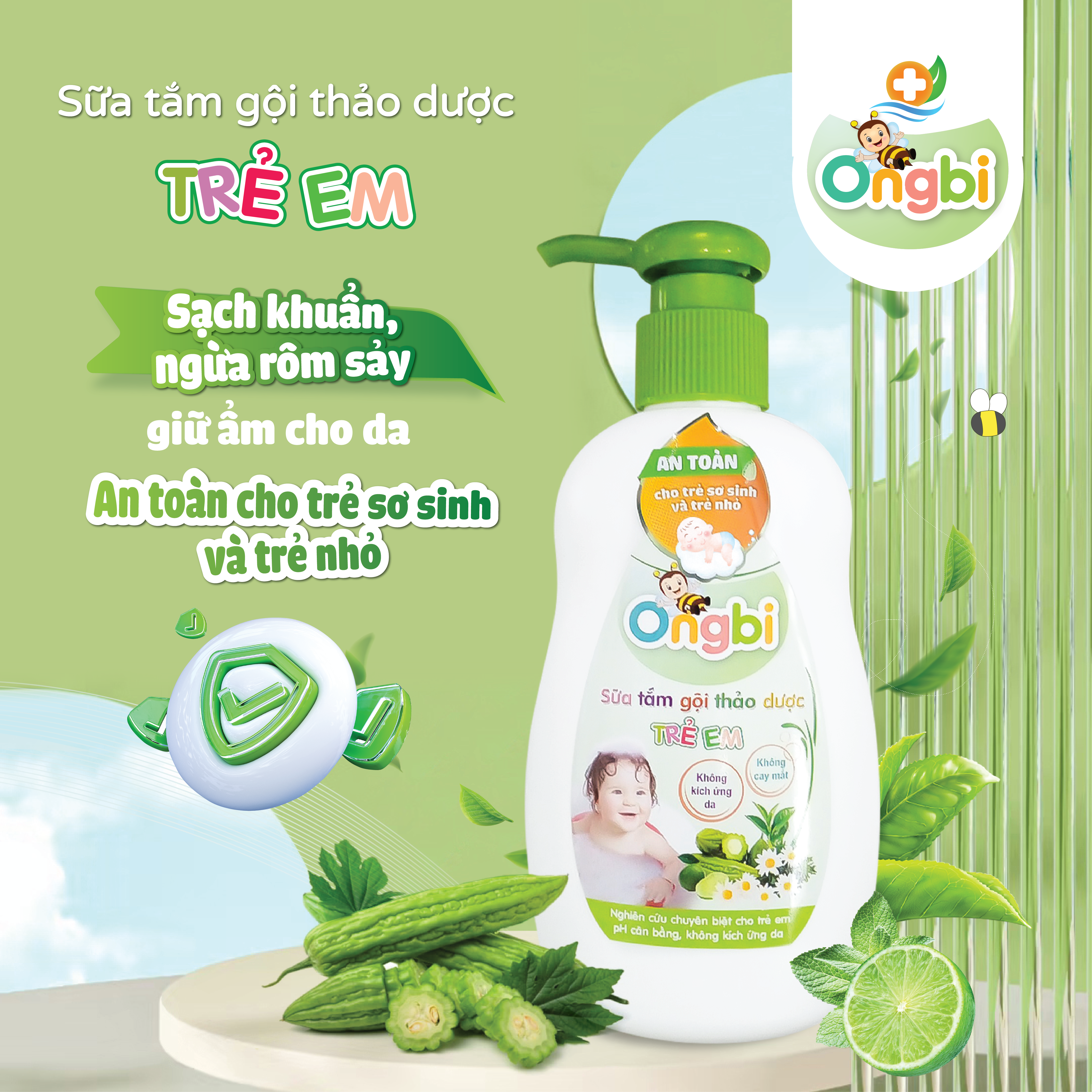 Sữa tắm gội thảo dược trẻ em ONGBI 200ml