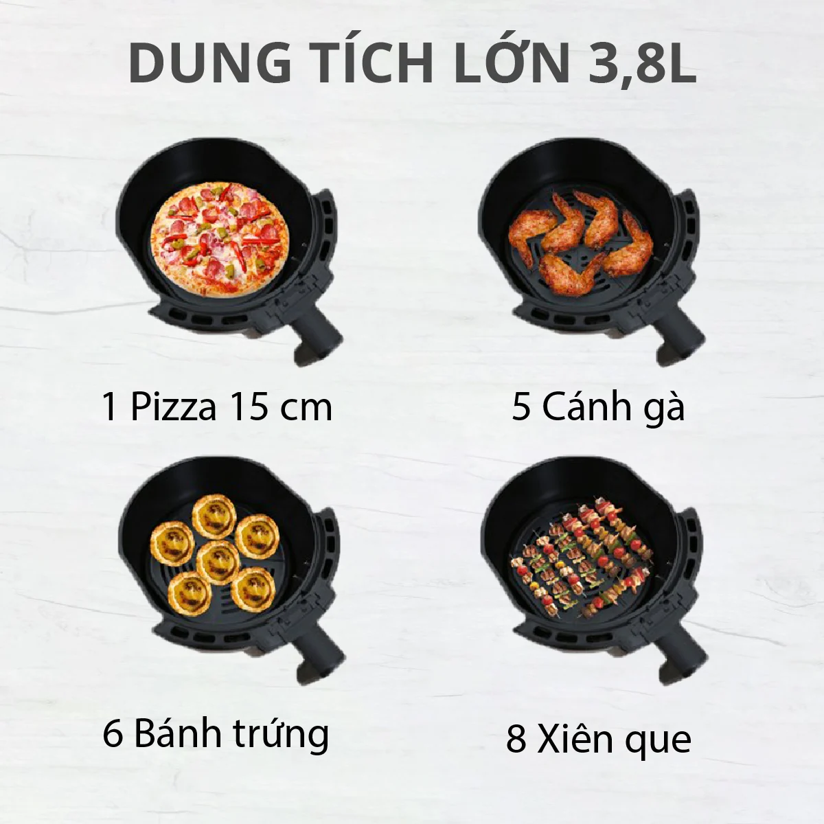 Nồi chiên không dầu Mishio MK01 dung tích thực 3.8L dung tích tổng 5L bảo hành 24 tháng