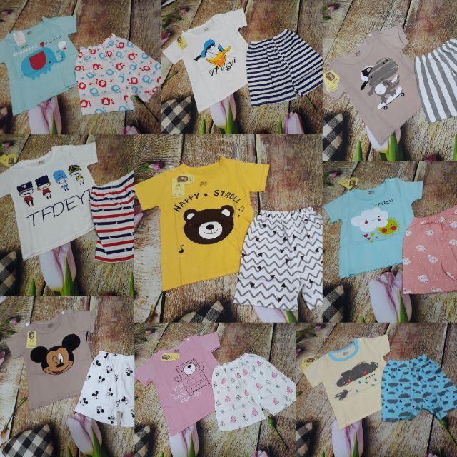 Combo 3 bộ cộc tay cotton bé trai/bé gái túi zip hàng QC cao cấp