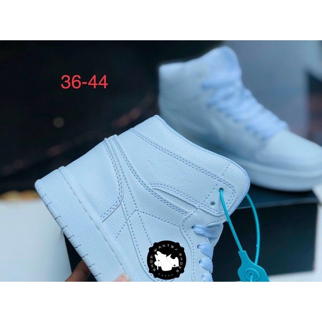 Giày Sneaker Nam Và Nữ, Giày Bata JD1 Da Mền Cổ Cao Màu Full Trắng Size 36 Đến 44