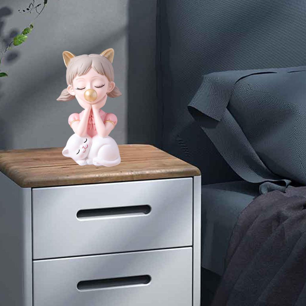 Girl Blow Statue Sculpture Figurine Model for Home