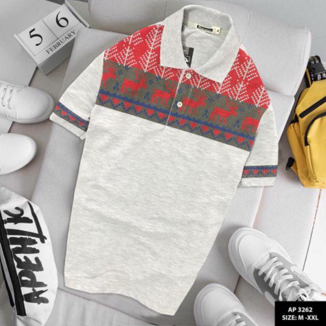 ÁO THUN NAM IN CỔ BẺ PHỐI THÂN VẢI COTTON MỚI