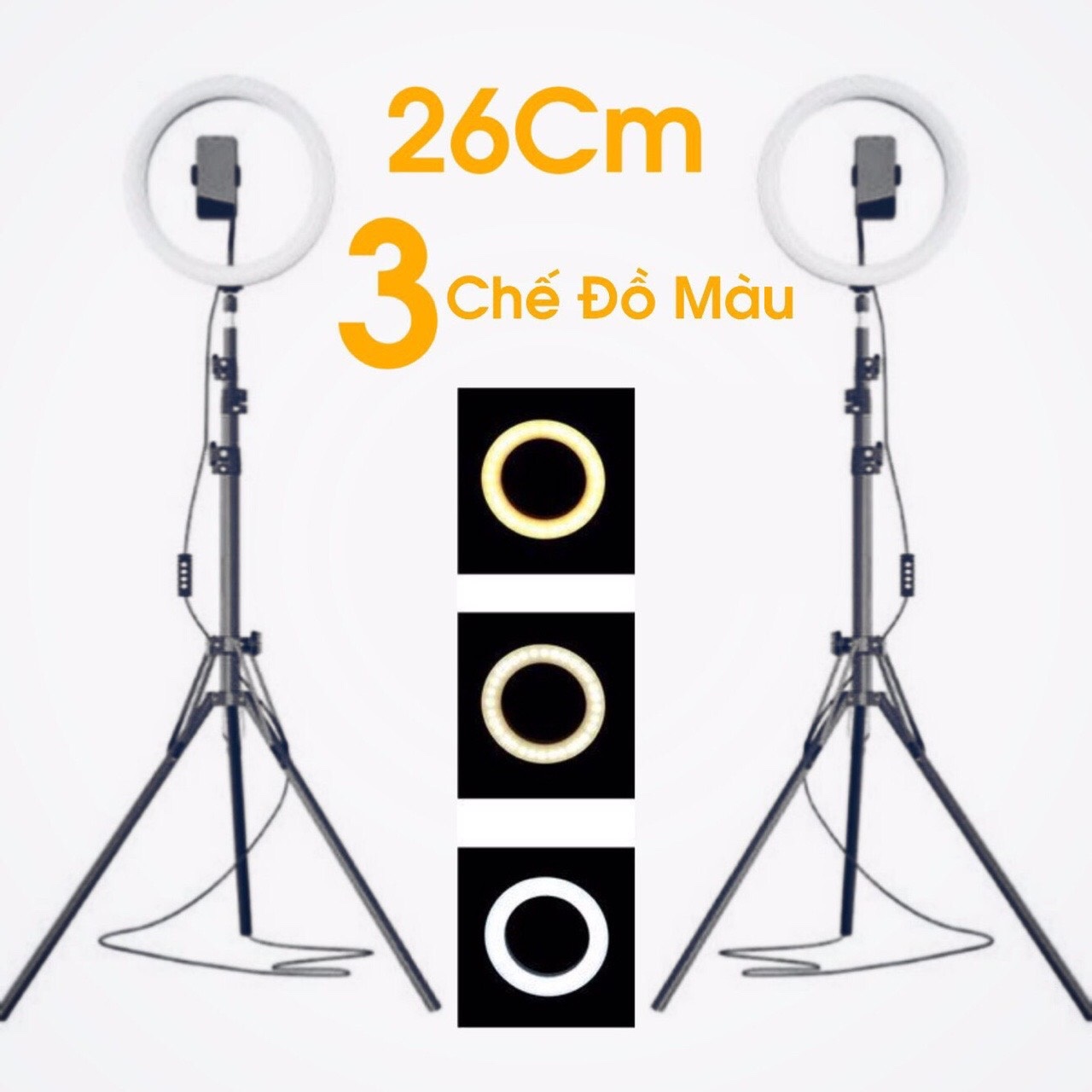 Đèn Lẻ 45cm 3 Kẹp Livestream Ring Spa Studio Có Sạc Điện Thoại