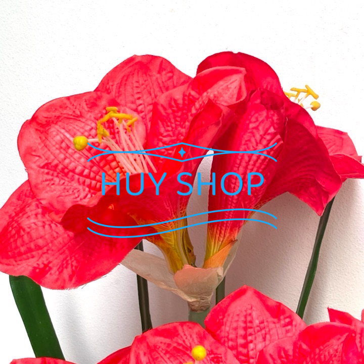 Chậu Hoa LAN ĐẤT 3 nhánh  Vải cao cấp trang trí nhà cửa