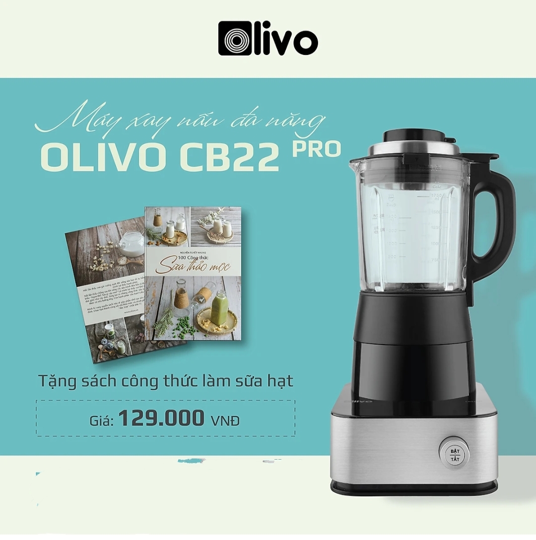 Máy Làm Sữa Hạt OLIVO CB22 PRO Độ Ồn Thấp Nhất - Chống Trào Tuyệt Đối - Vệ Sinh Khử Khuẩn - Thương Hiệu Mỹ - Hàng Chính Hãng