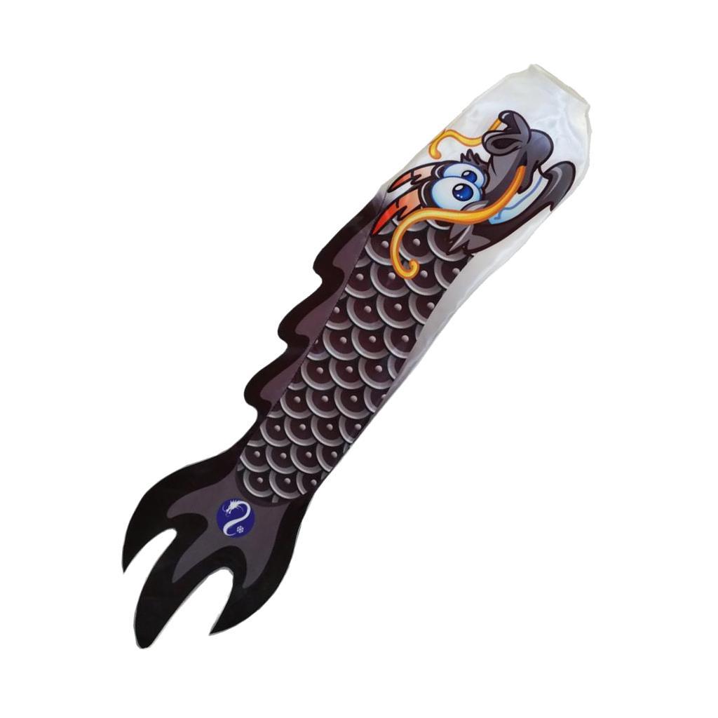 2x Chinese Dragon Flag Windsock Carp Streamer Garden Hanging Decor Red Black