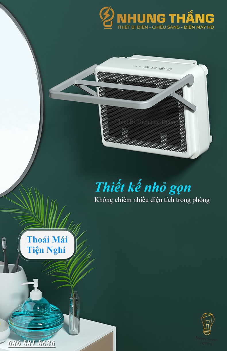 Máy Sưởi Treo Tường Phòng Tắm , Phòng Vệ Sinh C12 - Sưởi Gốm PTC - Chống Thấm Nước - Tiết Kiệm Điện Năng - Có Video