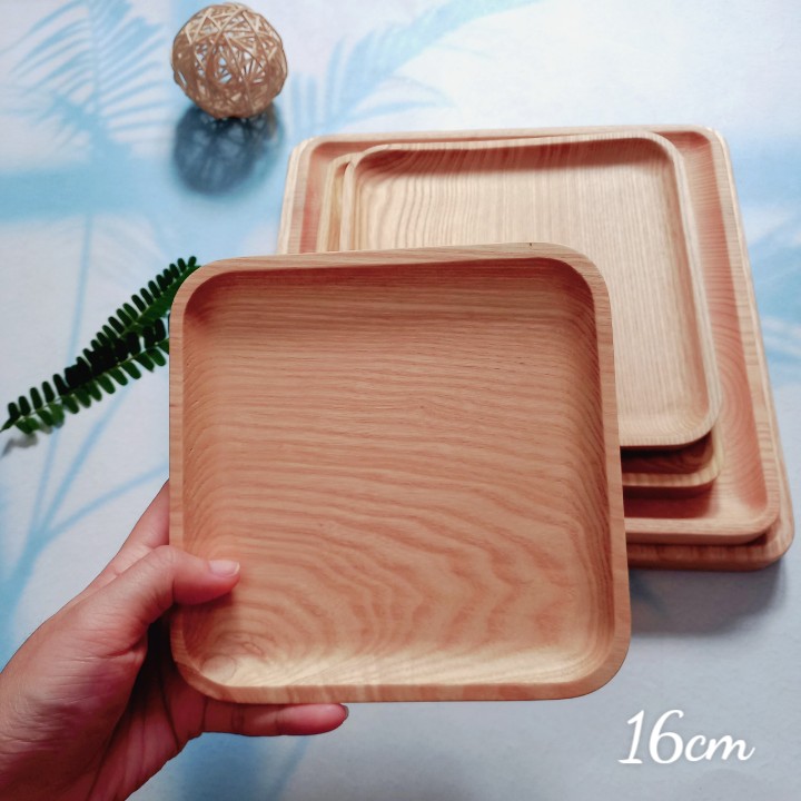 Đĩa Gỗ Tần Bì Hình Vuông Size 14/16/18/20/24/26cm, Khay Bày Hoa Qủa, Trà Bánh, Decor Chụp Ảnh Của Vitrapro