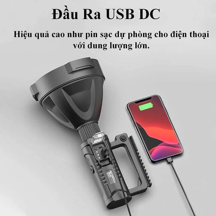 Đèn pin siêu sáng cầm tay chiếu xa 1000m có chân đế. chống nước.kèm sạc đt W591 và W590, đèn pin cắm trại.tuần tra