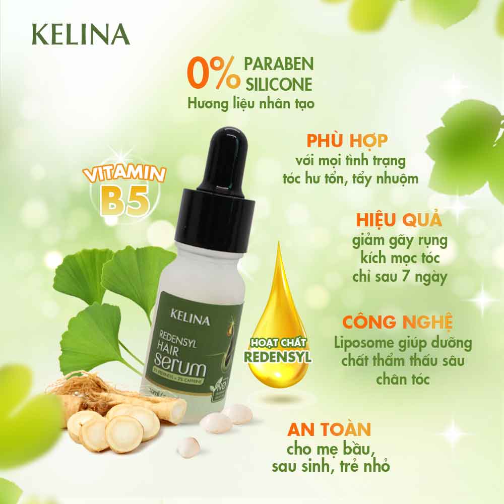 Serum Cao Cấp Kích Thích Mọc Tóc, Ngăn Ngừa Gãy Rụng, Làm Dày Và Chắc Khỏe Tóc Kelina Size Mini 10ml