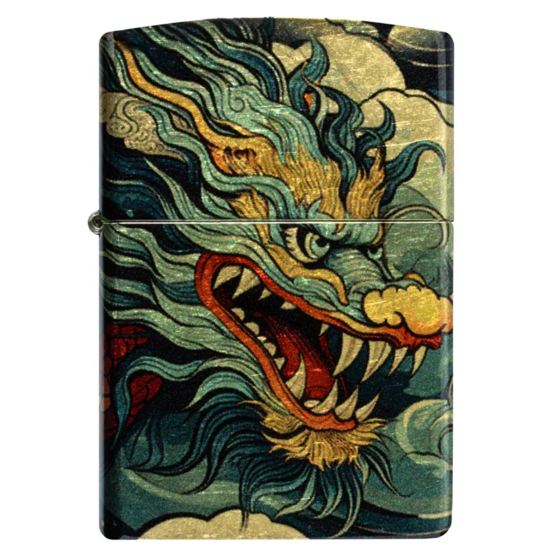 Bật lửa Zippo Dragon Fusion - Thiết Kế Rồng Vàng In Tràn Viền 540 Fusion Chính Hãng Mỹ, Vỏ Đồng Thau Tumbled Brass Cao Cấp