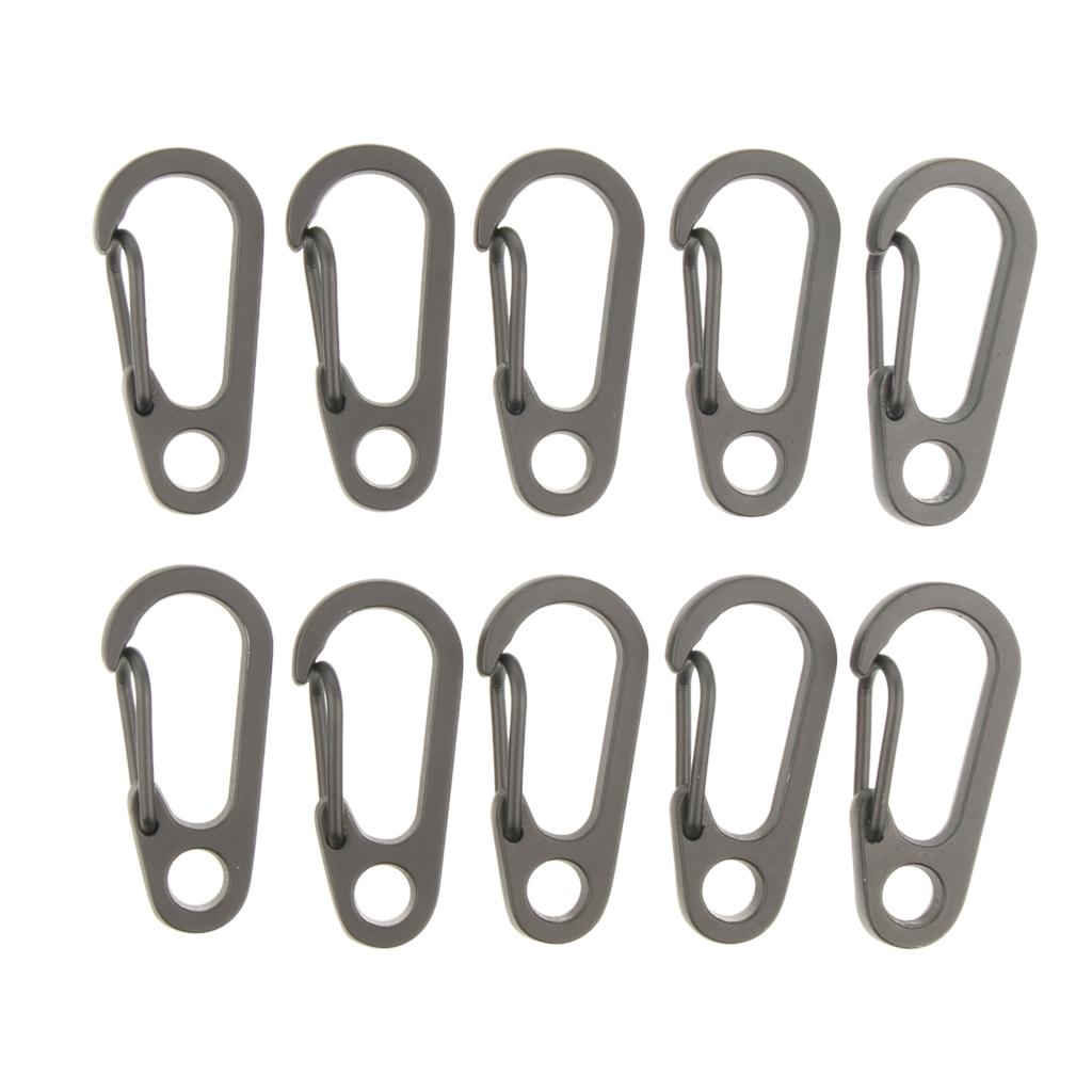 10Pcs Outdoor Camping Mini Carabiners Snap Spring Clip Hook Keychain Gray