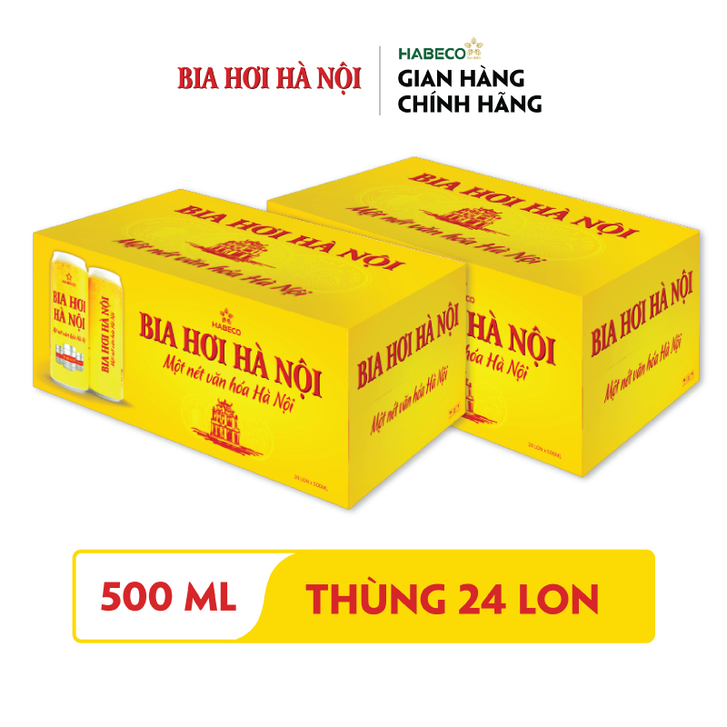 Combo 2 Thùng Bia Hơi Hà Nội - Thùng 24 lon 500ml