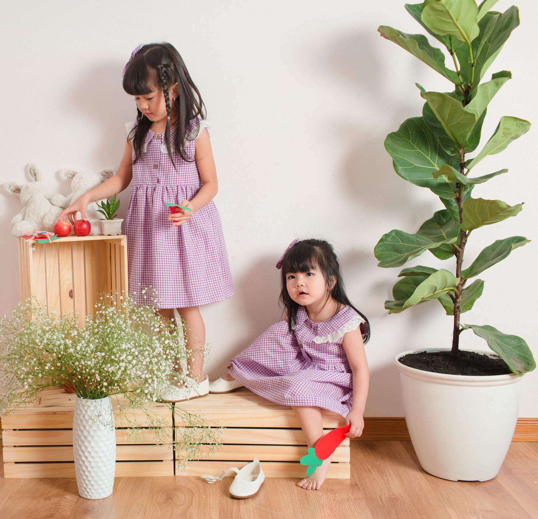Đầm Xoè Caro Dành Cho Bé Từ 1 Đến 6 Tuổi