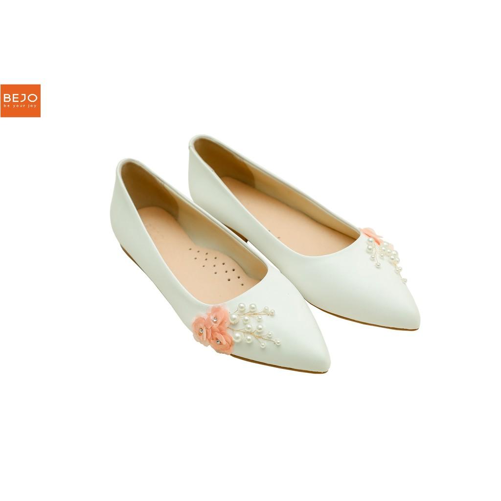 GIAFY CƯỚI - GIÀY CÔ DÂU BEJO B44 3HOA CAM, CÀNH NGỌC- WEDDING SHOES