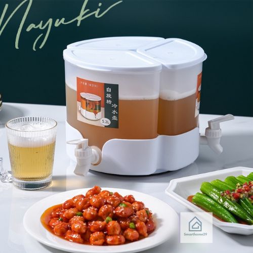 Bình Đựng Nước Có Vòi 3 Ngăn Dung Tích 5.2L Đế Xoay 360 Độ Có Nắp Đậy Tiện Lợi-HÀNG LOẠI 1 CHÍNH HÃNG MINIIN