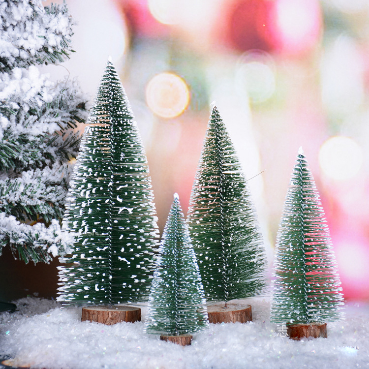Bộ 5 cây thông mini phủ tuyết tặng dàn nháy nhỏ Christmas tree trang trí Noel 2020