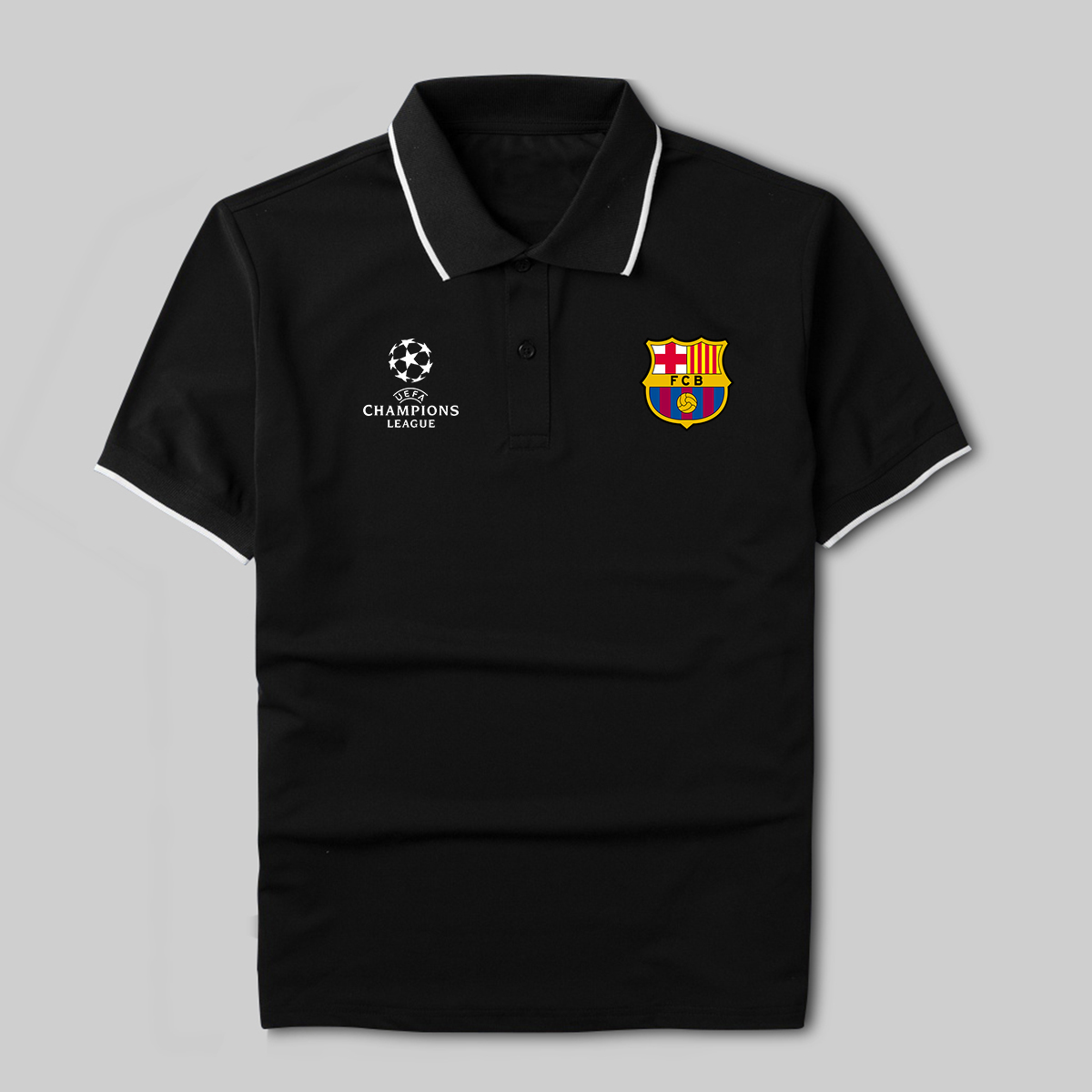 Áo polo Barcelona vải polo cá sấu không xù lông - Áo di chuyển in logo CLB Barca cup C1 đầy đủ size Gokis shop