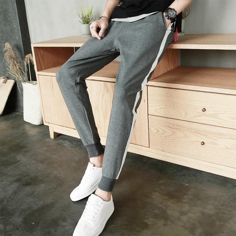 Quần jogger thể thao nỉ nam nữ thun dài nam phối trắng thu đông, Quần jogger nam nữ phom rộng Hàn Quôc co dãn 4 chiều