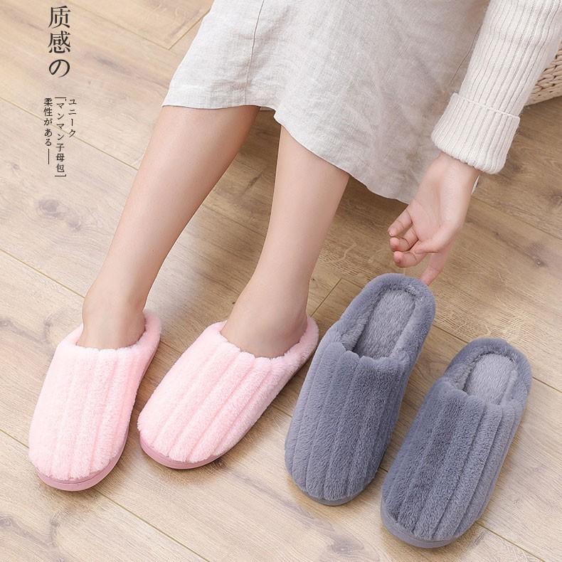 DÉP LÔNG UNISEX ULZZANG ĐẾ CAO SU CAO CẤP LÔNG DÀY SỌC TO SANG TRỌNG,MƯỢT ÊM