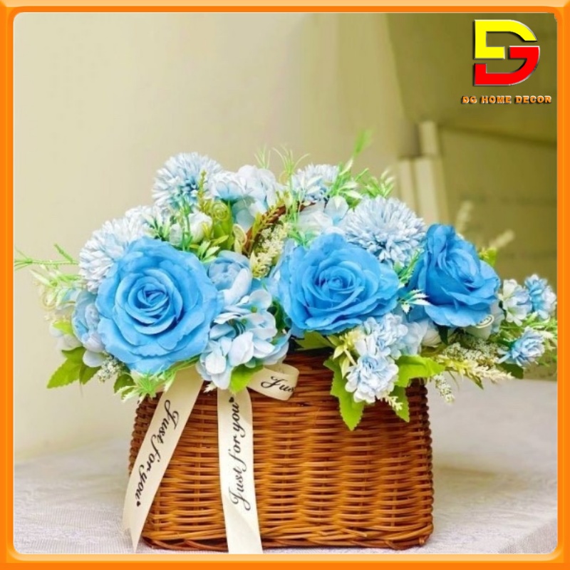 Hoa Giả Giỏ Hoa Giả Cắm Sẵn Làm Quà Tặng Sinh Nhật Khai Trương Cửa Hàng Trang Trí Nhà Cửa DG-154
