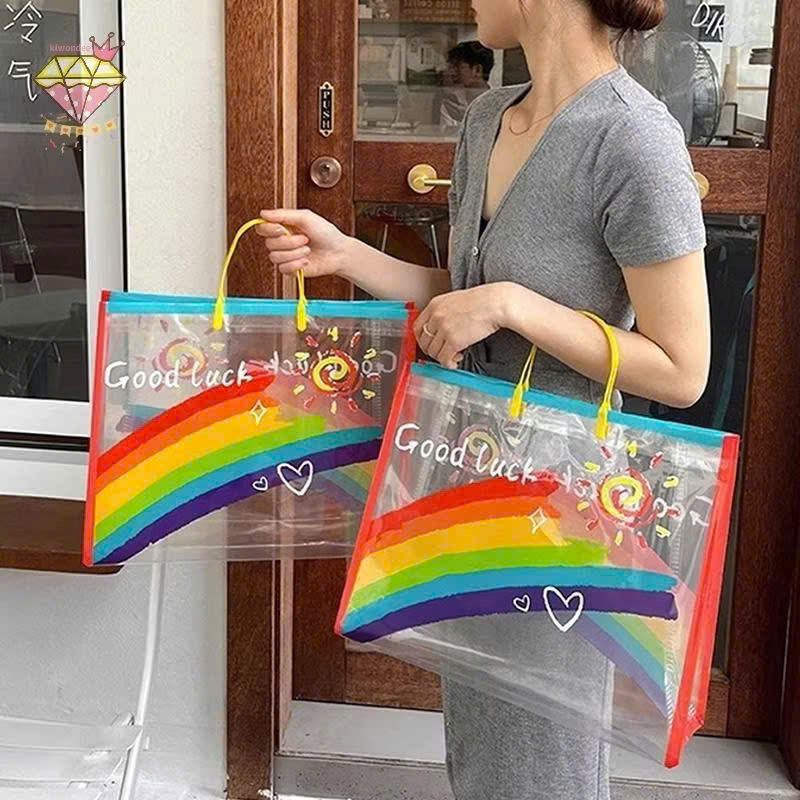 Túi Tote Nhựa PVC Trong Suốt Họa Tiết Cầu Vồng - Thời Trang Hiện Đại - HÀNG CHÍNH HÃNG MINIIN
