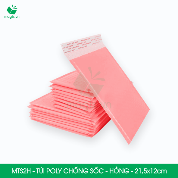 MTS2H - 21.5x12cm - COMBO 100 TÚI GÓI HÀNG CHỐNG SỐC BỌC BÓNG KHÍ MÀU HỒNG PASTEL