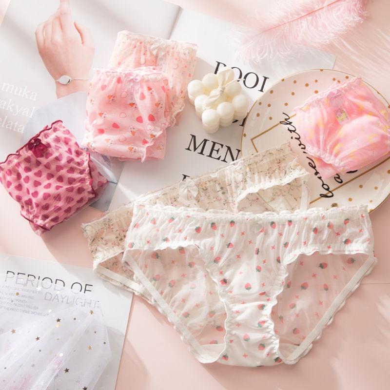 Combo 5 Quần lót nữ ren lưới họa tiết dễ thương mềm mịn mã 0333