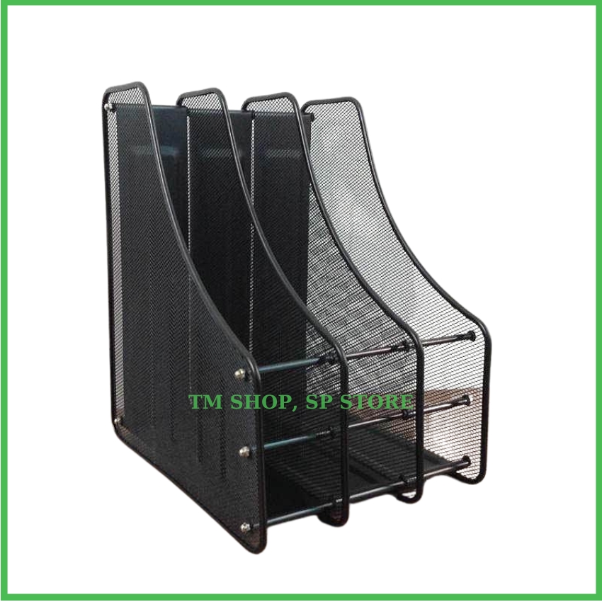 Kệ hồ sơ để bàn ráp 3 ngăn được hoàn toàn làm bằn him loại, sơn tĩnh điện, kệ được ráp bởi các miếng nhựa tách rời lạ