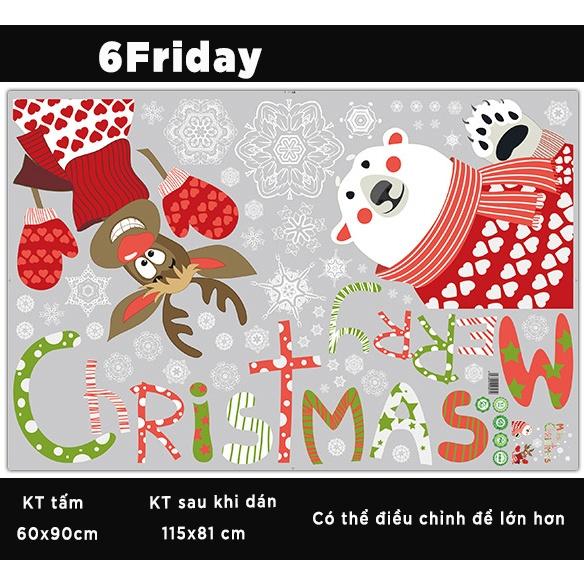 Decal trang trí noel gấu tuyết size lớn