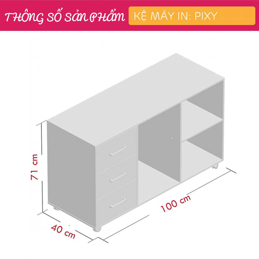 Kệ để máy in gỗ hiện đại SMLIFE Pixy | Gỗ MDF dày 17mm chống ẩm | D100xR40xC71cm