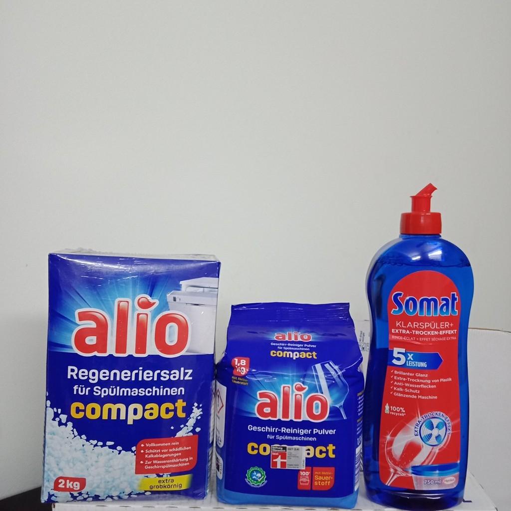 Combo Bột rửa bát Alio 1,8kg + Muối Alio 2kg +Bóng somat 750ml