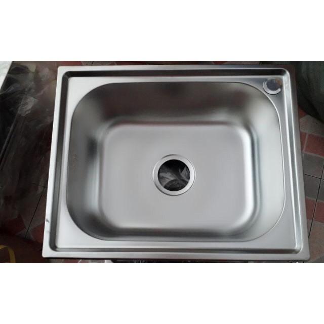 CHẬU RỬA CHÉN ĐƠN INOX 100% kèm bộ xi phông KT 60x43x23cm Công nghệ phun sơn tĩnh điện