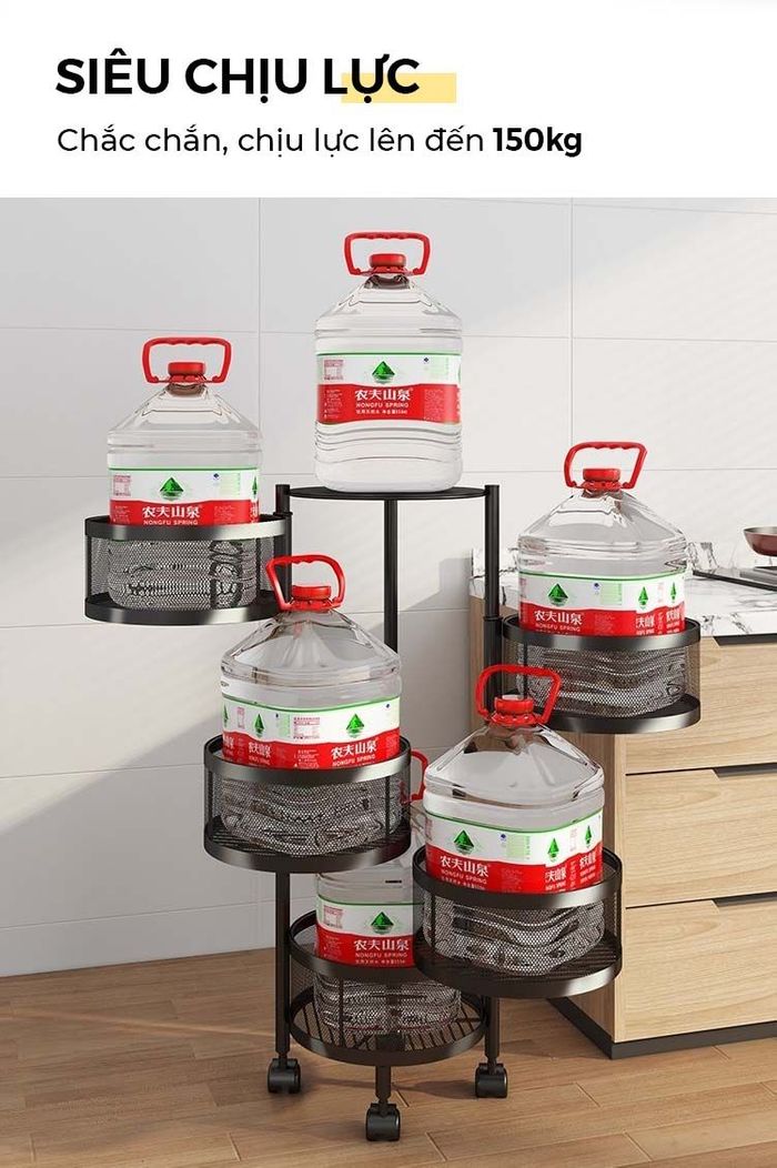 Kệ Xoay Đa Năng 4TẦNG Đựng Rau Củ Quả Và Đồ Gia Dụng , Không Cần Lắp Đặt, Chất Thép Không Gỉ, Xoay 360 Độ
