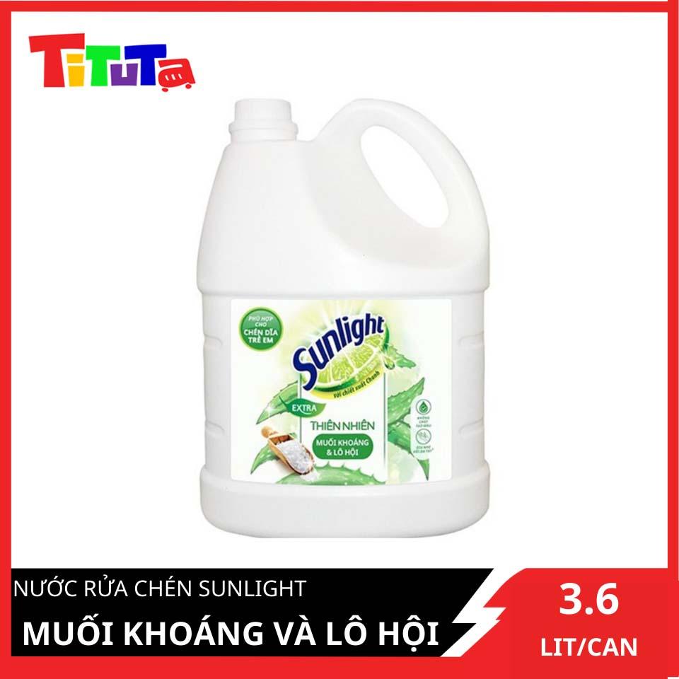 Nước Rửa Chén Bát Sunlight Thiên Nhiên Muối Khoáng &amp; Lô Hội 3.6kg