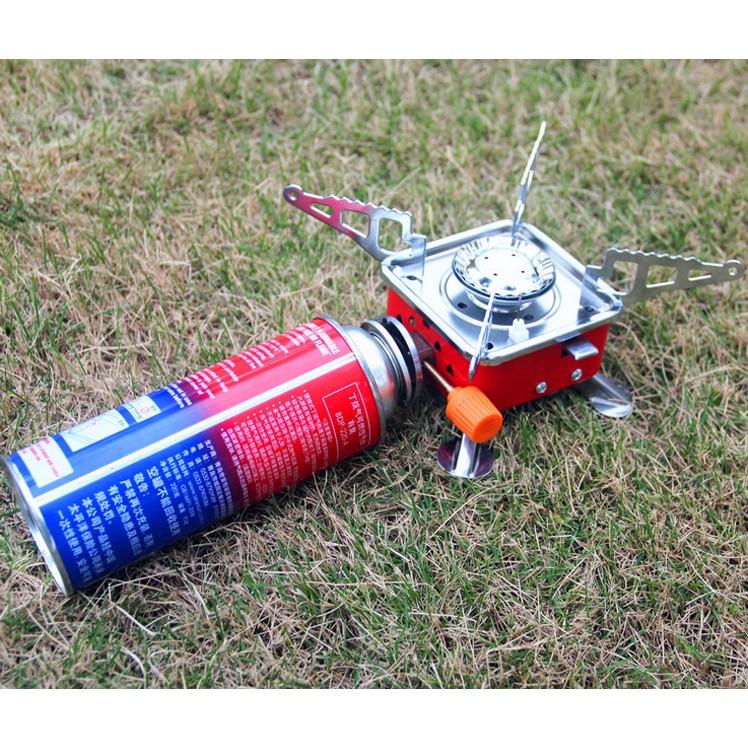 Bếp gas du lịch dã ngoại mini xếp gọn chỉ nhỏ gọn bằng lòng bàn tay, có túi đựng có thể bỏ vào ba lô đi phượt khắp nơi