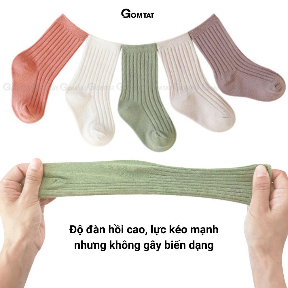 Set 5 đôi tất trẻ em cao cấp dễ thương nhiều màu, vớ trẻ em chất liệu cotton thoáng mát êm chân -TREEM-VIP-BASIC-CB5-006