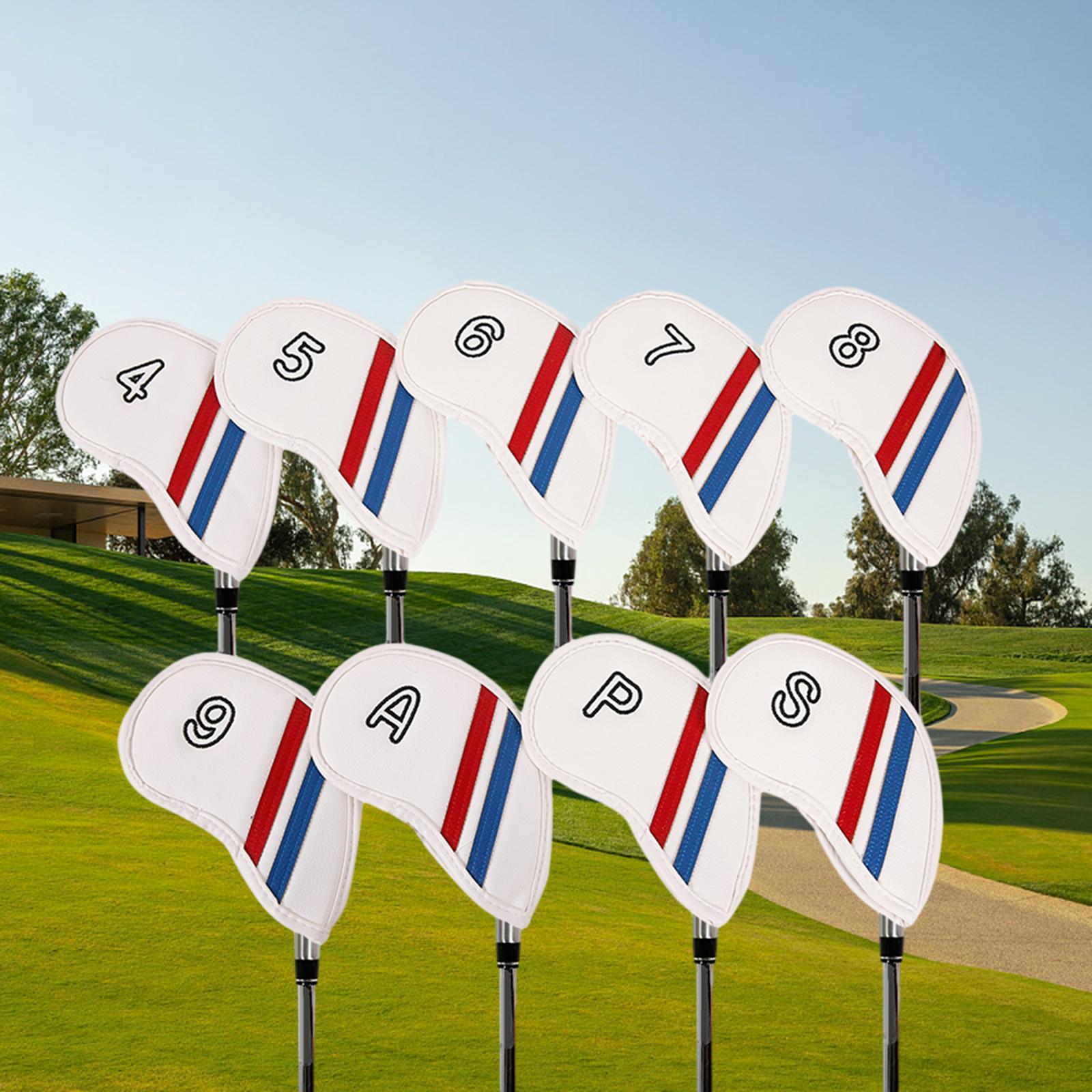 9 Pieces Golf Iron Head Covers Waterproof 4,5,6,7,8,9,A,P,S Golf Club Covers