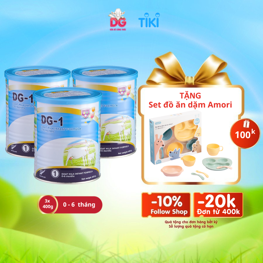 Combo 3 lon Sữa Dê DG-1 400g Tặng 1 hộp Viên Sữa Dê DKids