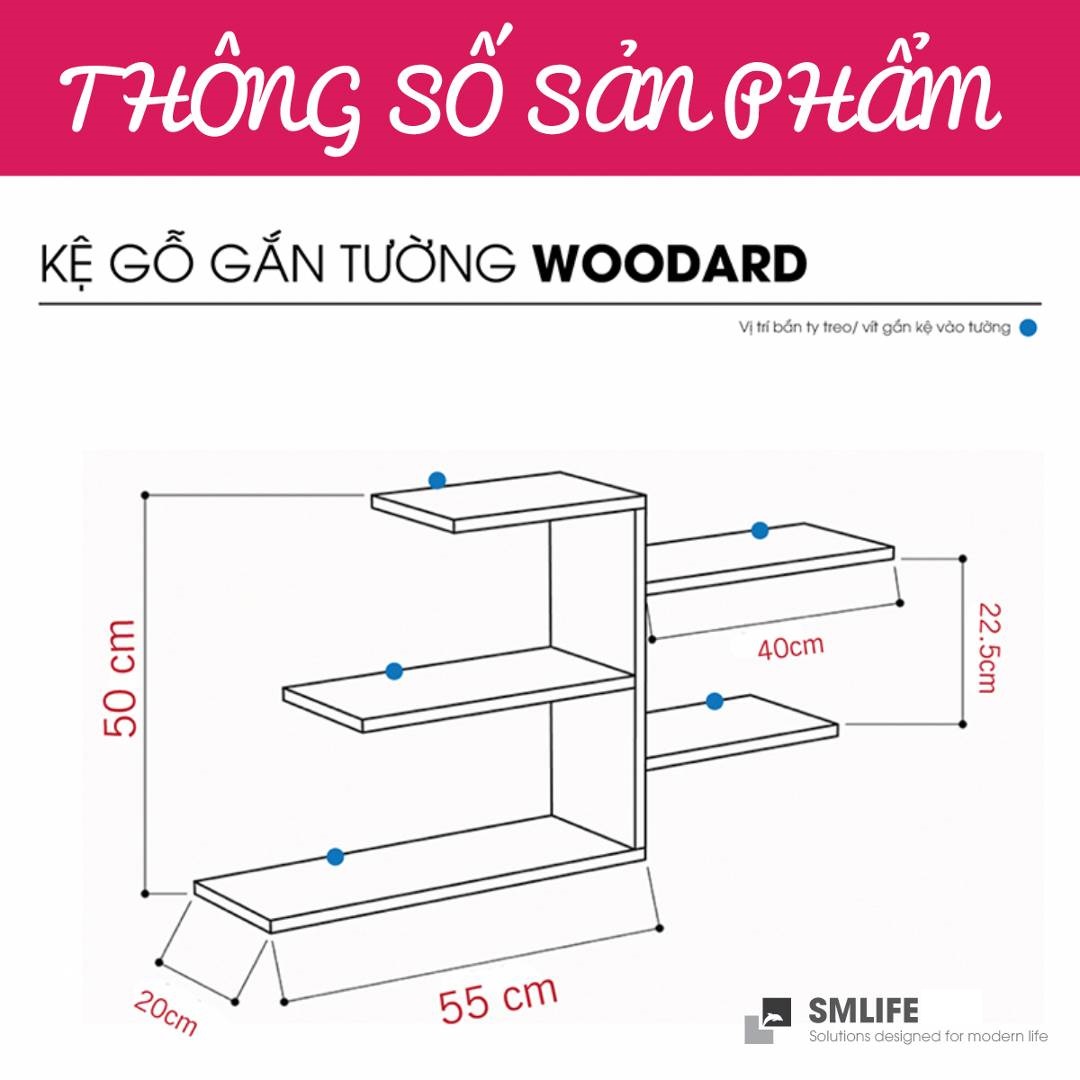 Kệ gỗ trang trí trưng bày hiện đại SMLIFE Woodard
