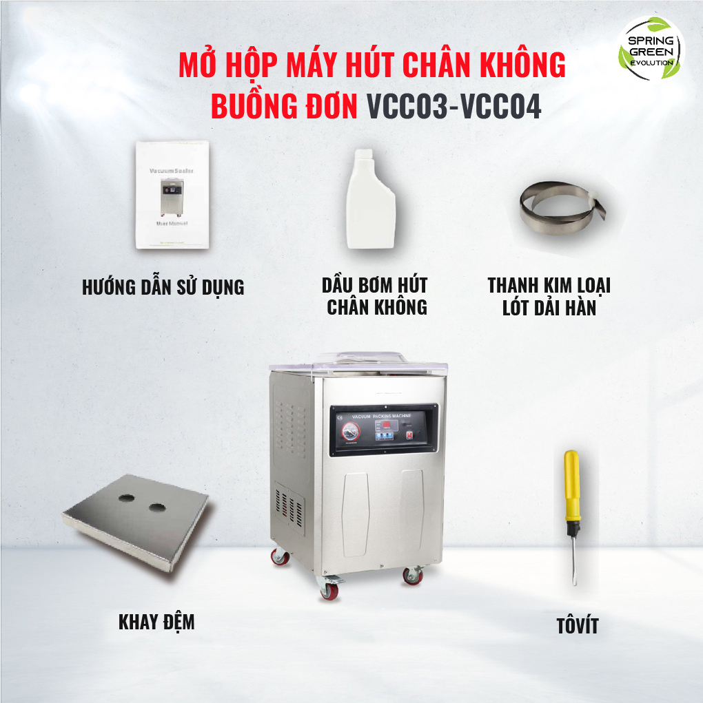 Máy Hút Chân Không/Máy Ép Chân Không Công Nghiệp Buồng VCC04, Hút Mọi Loại Thực Phẩm Khô, Nước, Mọi Loại Bao Bì, Không Kén Túi. Hàn Hút Tốc Độ Cao Liên Tục 24/7. Hàng Nhập Khẩu Chính Hãng SGE Thailand