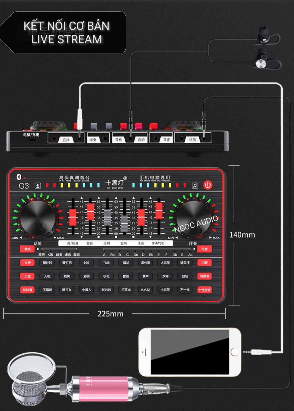 SOUND CARD G3 HÁT LIVE STREAM THU ÂM  AUTO TUNE ĐẲNG CÁP