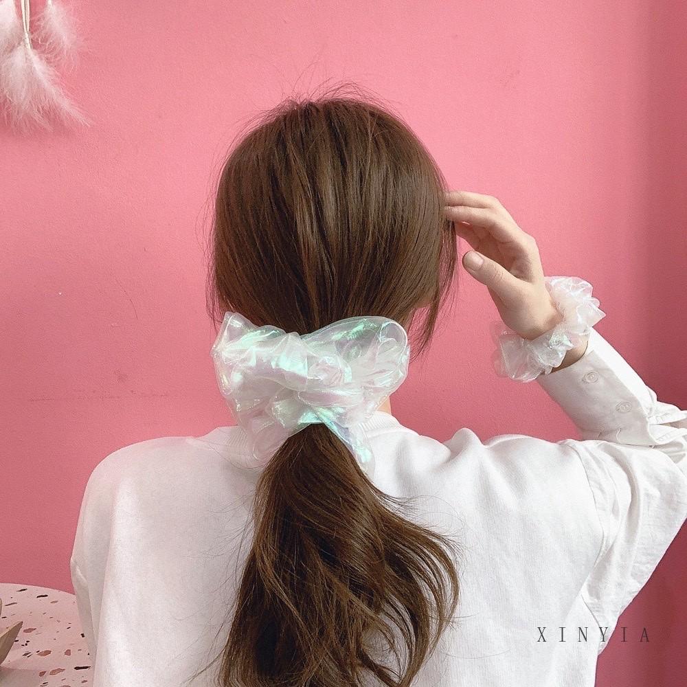 Dây Buộc Cột Tóc Scrunches Siêu To Màu Trắng Xinh Xắn Mainia Shop