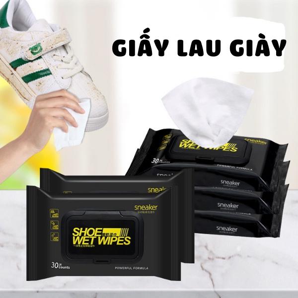 Giấy lau giày, vệ sinh giày màu đen sneaker không cần giặt 80 miếng