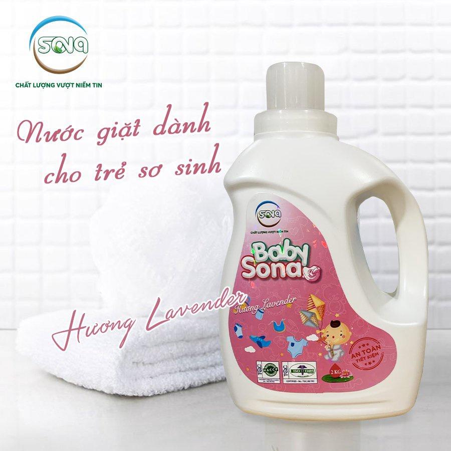 Nước giặt sinh học cho trẻ sơ sinh BABY SONA 2kg TIEMTAPHOASONA thành phần hữu cơ thơm lâu an toàn cho bé