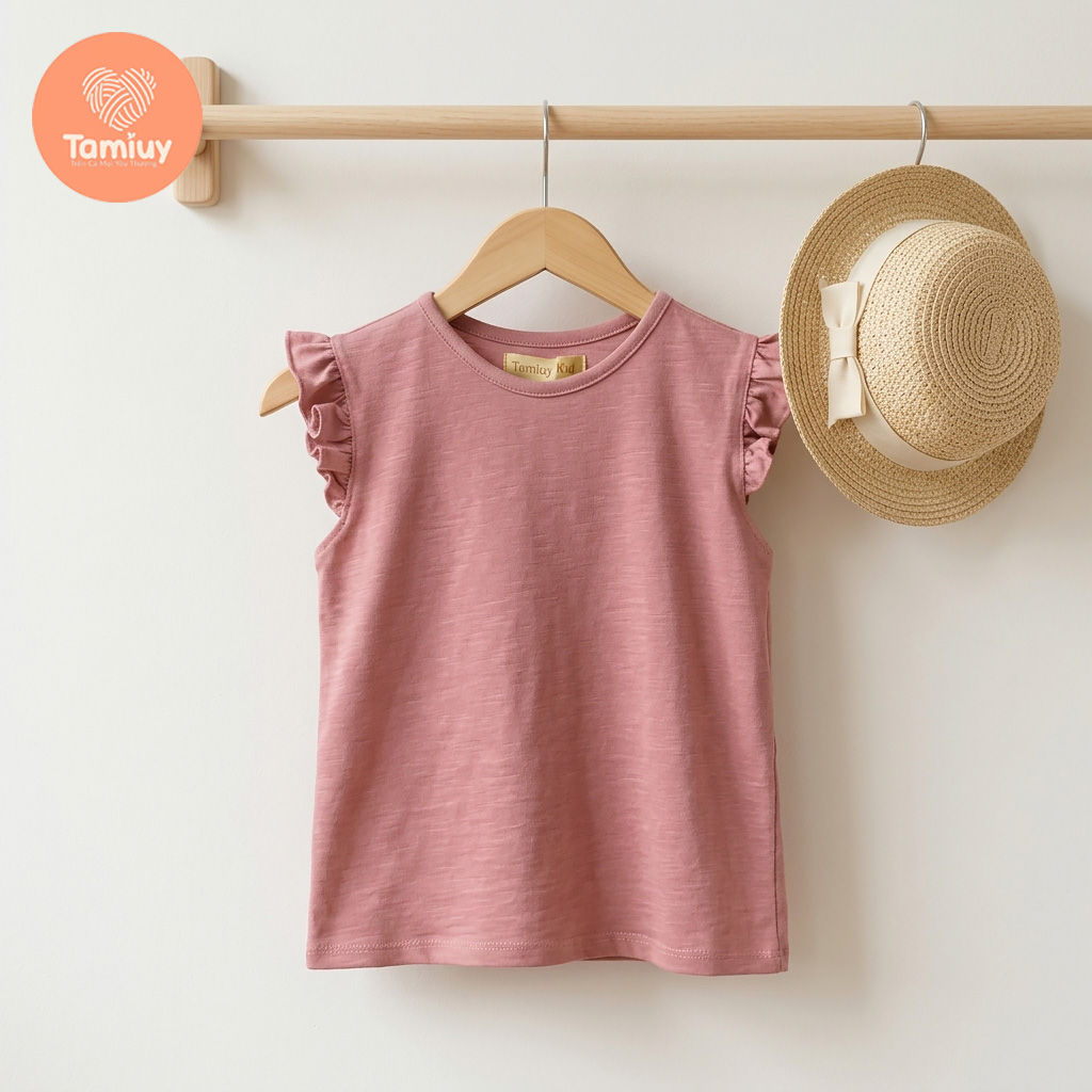 Áo Thun Bông Tay Bèo Dún Bé Gái Tamiuy Cotton Mềm Thoáng  Mặc Mát Size 10-40kg